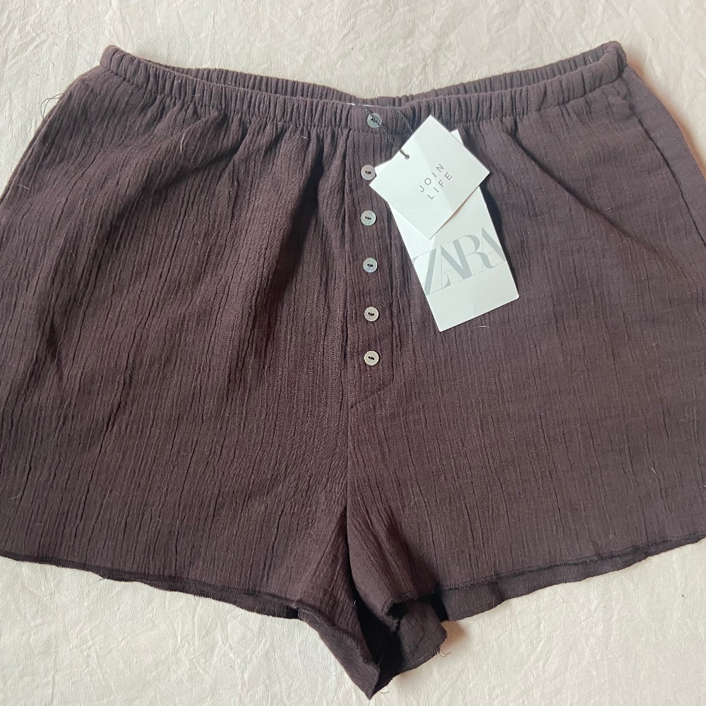 zara structured shorts dark drown